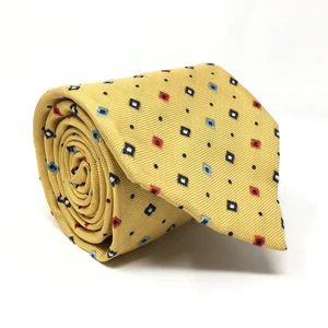 Canali Classic Tie Yellow Geometric 100% Silk Made Italy Necktie Designer - Picture 1 of 7