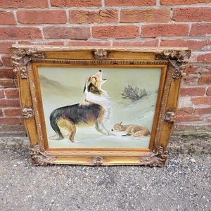 Pintura al óleo original firmada del artista Border Collie y Cordero L. Koebuck - Imagen 1 de 14