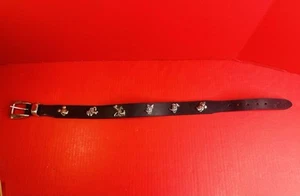 Vtg 1996 Disney Brighton Size 20 Black Leather Belt W Mickey Pluto Daffy Donald - Picture 1 of 9