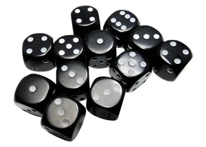 Chessex - Opaque 16mm D6 Dice Block - Black with White - Picture 1 of 4