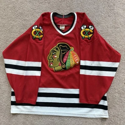Camiseta deportiva de hockey vintage Chicago Blackhawks Maska CCM talla mediana roja años 90 NHL Foto 1 de 4