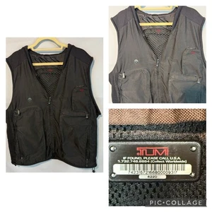 Tumi Men's Black Zip Up Tactical Traveler Packable Cargo Pocket Vest L Read Desc - Picture 1 of 17