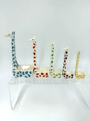 Anthropologie Multicolored Giraffe Ceramic Measuring Spoons, One Repair - Image 1 of 4