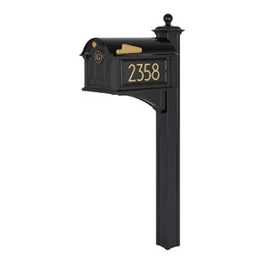 Modern Balmoral Black/Gold Monogram Mailbox Package - Picture 1 of 1