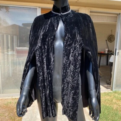 Mantón poncho de terciopelo triturado con cuello de imitación talla 7 vintage gótico glam rock Foto 1 de 4