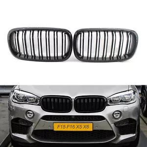 For BMW F15 X5 F16 X6 F85 X5M X6M 2014-2019 Gloss Black Dual Slats Kidney Grille - Picture 1 of 10