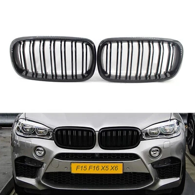 For BMW F15 X5 F16 X6 F85 X5M X6M 2014-2019 Gloss Black Dual Slats Kidney Grille - Image 1 of 4