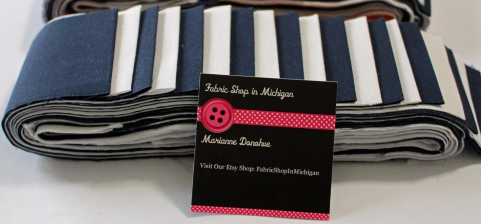 Medio paquete de sólidos en blanco y azul marino, veinte (20) tiras de 2,5 pulgadas Foto 1 de 1