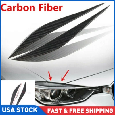 Para BMW Serie 3 F30 2013-2019 Fibra de Carbono Faro Cejas Párpado Cubierta Borde Foto 1 de 4