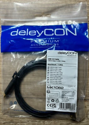 deleyCON 1m USB C Kabel Datenkabel USB 3.0 USB-B zu USB-C Computer Drucker HDD - Bild 1 von 3