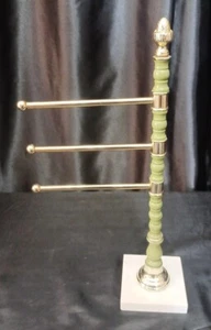 VINTAGE STEIN GRÜN HOLZ METALL FREISTEHENDES HANDTUCH/WASCHLAPPEN/SCHMUCKHALTER MCM - Bild 1 von 13