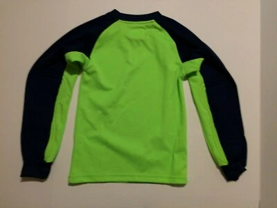 Camiseta de fútbol Vizari para niños talla pequeña S verde neón azul marino manga larga Foto 1 de 2