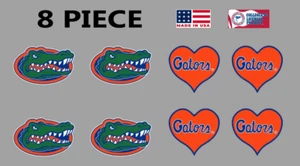 8 piezas tatuajes temporales sin agua Florida Gators 4 corazones 4 cabezas - Imagen 1 de 2