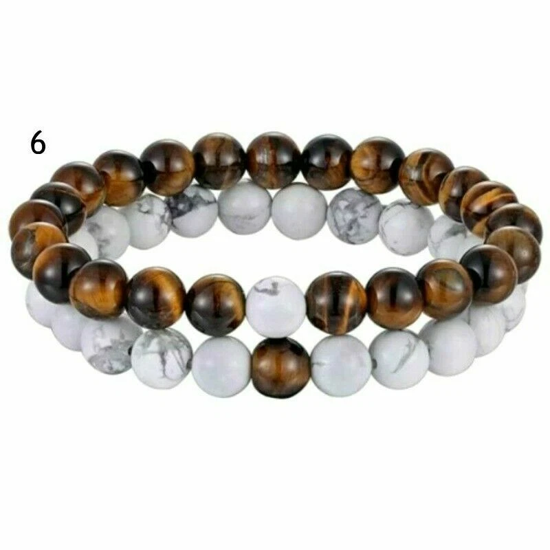 2er SET PARTNER ARMBAND DAMEN HERREN STEIN FREUNDSCHAFTSARMBAND PERLEN BRACELET - Bild 1 von 1