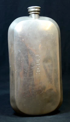 Antiguo frasco plateado con monograma "CRR" 16 oz Ab & Fitch Nueva York e Inglaterra (AKZ) Foto 1 de 4