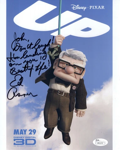 ED ASNER HAND SIGNED 8x10 COLOR PHOTO    AMAZING POSE  FROM UP     TO JOHN   JSA Cover