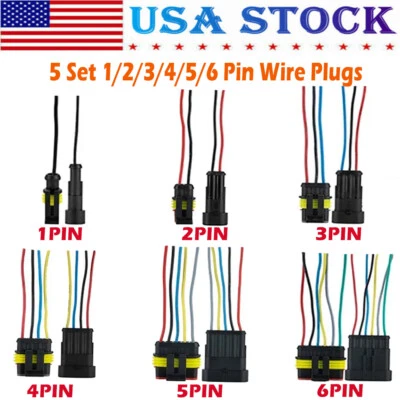 25Set 1-6 Pin Waterproof Automotive Connectors Electrical Wire Connectors Plug - Image 1 of 4