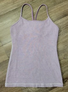 Sujetador deportivo Lululemon Power Y para mujer 4 rayas púrpuras sin mangas incorporado yoga sin almohadillas - Imagen 1 de 8