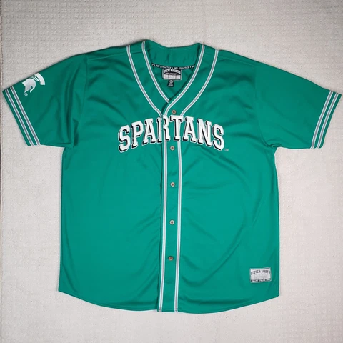 Michigan State Spartans Baseball Jersey Mens 2XL Green Stitched Steve Barrys MSU Cover
