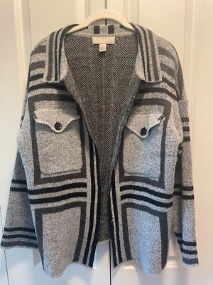 Cárdigan largo POR DISEÑO Eva. Gris/Negro. Talla: L Foto 1 de 4