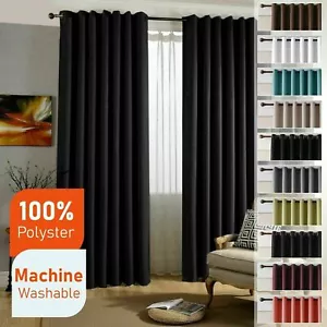 2PCS Blockout Curtains Thermal Blackout Curtains Fabric Pair Eyelet for Bedroom - Picture 1 of 21