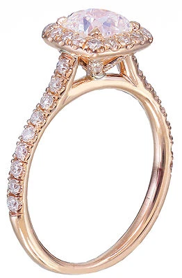 Anillo de compromiso de diamantes talla cojín oro rosa 14k halo decorativo 1,60 quilates G-VS2 EGL EE. UU. Foto 1 de 4