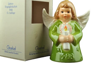 GOEBEL Campana Angelo Annuale 1988 Decorazione Natalizia Verde con Candela Nuovo con Scatola - Foto 1 di 5