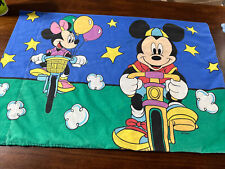 VINTAGE Disney Pillowcase Mickey & Minnie Mouse on Bikes  Double Sided