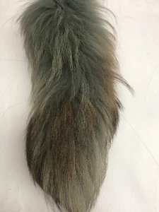 GENUINE GREEN FINNISH RACCOON FUR TAIL 12 Inch - Picture 1 of 2