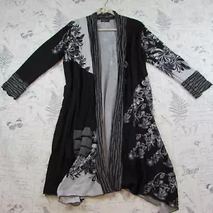 Lee Anderson Cardigan knit topper light weight stretch long open black gray L - Picture 1 of 8