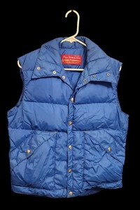 Vintage 80s Sears The Mens Store Goose Down Puffer Vest Size M Blue Snap Button - Picture 1 of 6