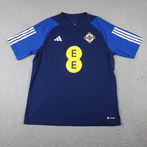 Adidas Northern Ireland Jersey  Mens Large Blue Short Sleeve Soccer Sports Shirt Cover