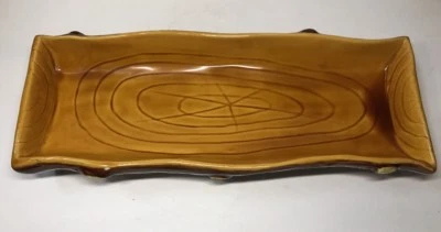 Plat Bûche Vintage Imitation Bois Vallauris Signée A Ferlay H 5,7 L 40 l 16 Cm - Photo 1/4