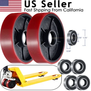 Kit Ricambio Ruote Posteriori Volante Pallet Jack/Camion 7"x2" con Cuscinetti - Foto 1 di 6
