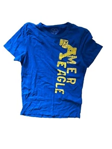 American Eagle Outfitters T-shirt Amer Eagle US-07 Neon Yellow Blue Sz M 112 - Picture 1 of 3