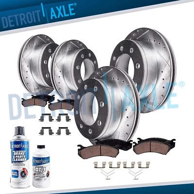 10pc 12.59" Front 12.13" Rear Drilled Disc Rotors Brake Pads for Nissan Maxima — 第 1/4 张图片