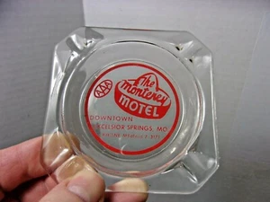 Vintage The Monterey Motel Advertising Glass Ashtray Excelsior Springs Missouri - Picture 1 of 3