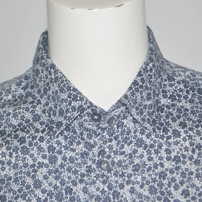 Camisa de Vestir TED BAKER Calce Moderno Azul Marino Floral Elástico Algodón Talla 17 36/37 Foto 1 de 4