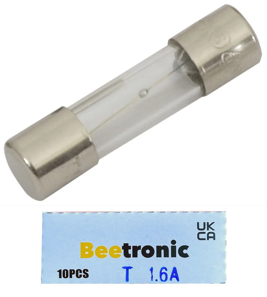 Beetronic 10 x T1.6A 1.6A 1.6 Amp Anti-Surge Time Delay Glass Fuse 20x5mm 250v