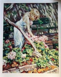 Sebastia Boada Flower Garden Hand Signed Limited Giclee on Canvas - Picture 1 of 3