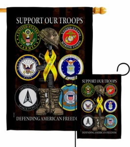 United We Support Garden Flag Service Armed Forces Decorative Yard House Banner - Picture 1 of 17