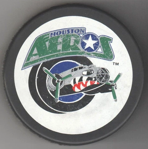 Houston Aeros Trench IHL  Hockey Puck Teeth Toothy Plane Cover