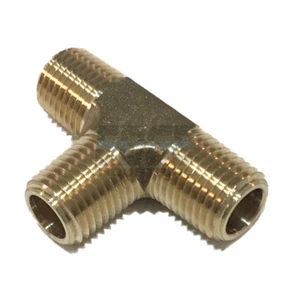 BRASS FORGED ALL MALE TEE 1/4" NPT FUEL/AIR/WATER/OIL/GAS WOG - Picture 1 of 2