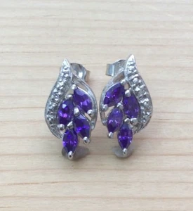 1.60ctw GORGEOUS GENUINE AMETHYST STUD EARRINGS NEW - Picture 1 of 3