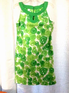 Women's Sz 12 London Times Retro zip up lime green Mini Dress Mod 60's Cotton - Picture 1 of 9