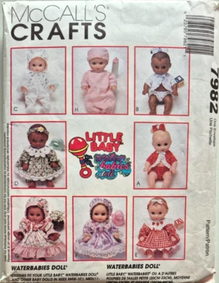 MCCALLS PATTERN 7982 连衣裙帽子睡婴儿娃娃尺寸小号中号大号切割 — 第 1/2 张图片