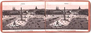 Paris France.Place de la Concorde.Vue d'après gravure stéréo Géante 9,1x25,2cm. - Picture 1 of 1