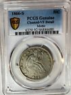 1866-S Liberty Seated Silver Half Dollar W/Motto Pcgs Vf Details Gs Tougher Date