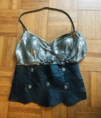 Bustier Silver mesh and black leather Bustier sz 36 B Victorias Bra  - Costume - Изображение 1 из 4