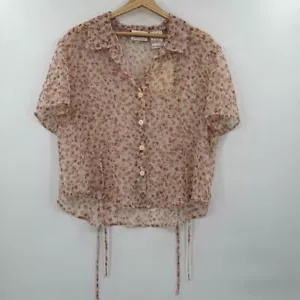 Vintage women's 90s Kathie Lee sheer floral button blouse cottage core - Picture 1 of 9